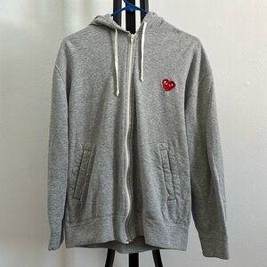 Comme Des Garcons CDG Play Gray Multi Heart Zip Up Hoodie